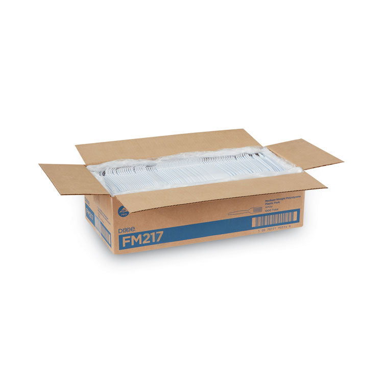 Plastic Cutlery, Heavy Mediumweight Fork, White, 1,000/Carton