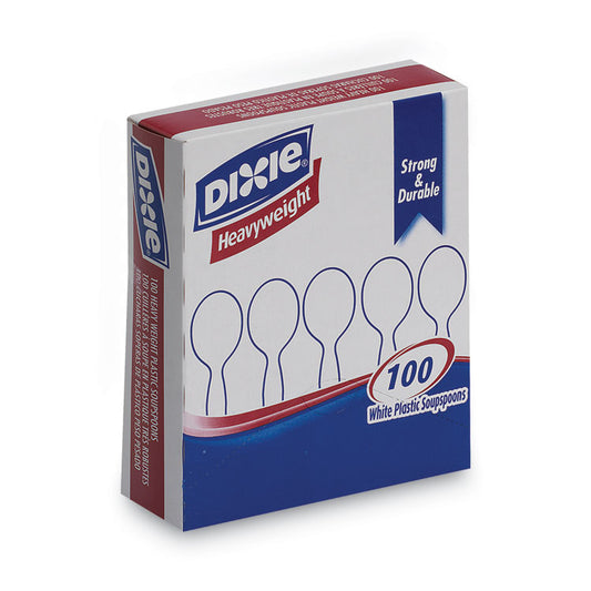 Plastic Cutlery, Heavyweight Soup Spoon, White, 100/Box