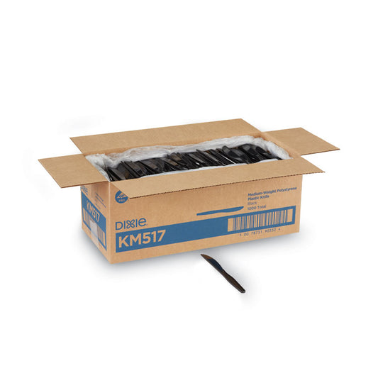 Plastic Cutlery, Heavy Mediumweight Knife, Black, 1,000/Carton