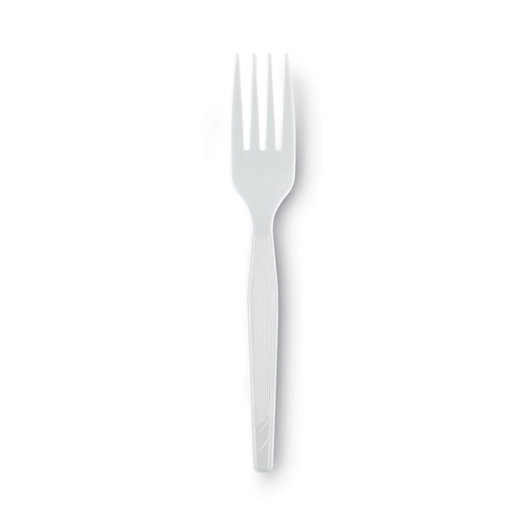 Plastic Cutlery, Heavy Mediumweight Fork, White, 1,000/Carton