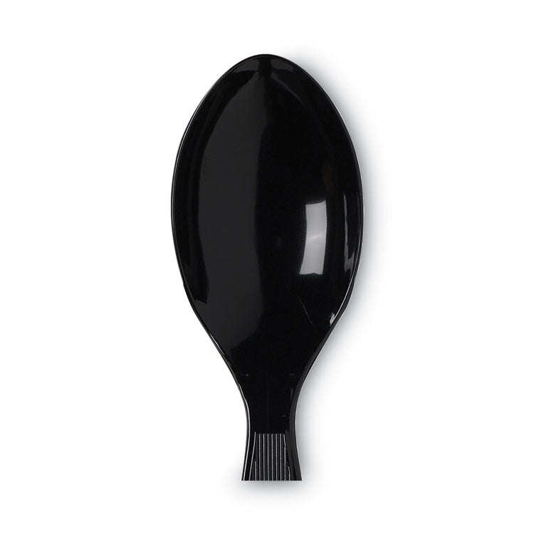 Plastic Cutlery, Heavy Mediumweight Spoon, Black, 1,000/Carton