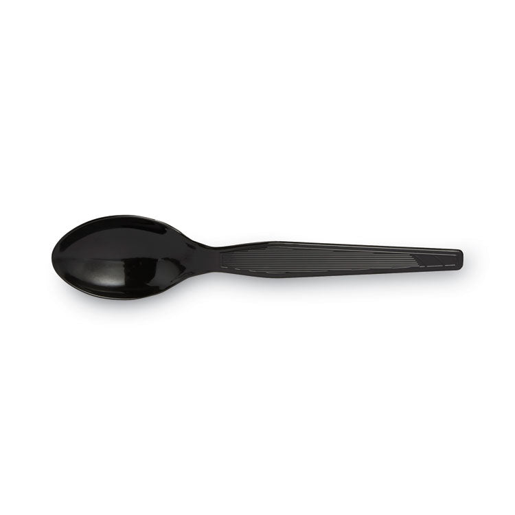 Plastic Cutlery, Heavyweight Spoon, Black, 1,000/Carton