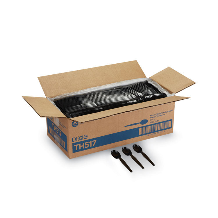Plastic Cutlery, Heavyweight Spoon, Black, 1,000/Carton