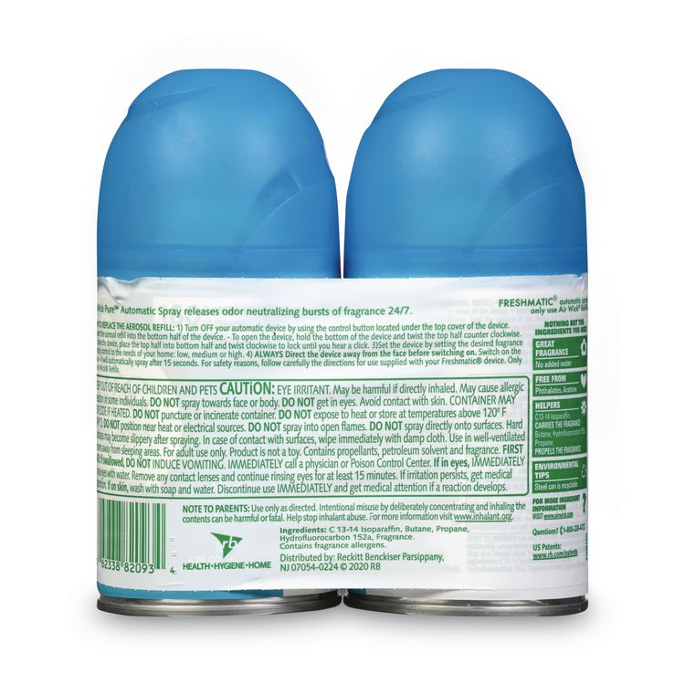 Freshmatic Ultra Spray Refill, Fresh Waters, 5.89 oz Aerosol Spray, 2/Pack, 3 Packs/Carton