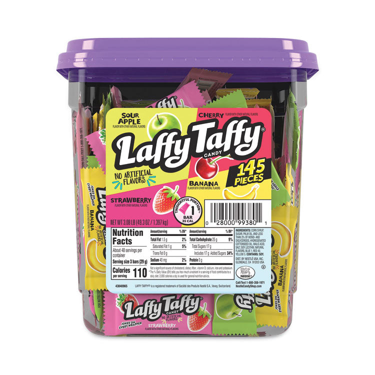Laffy Taffy, Assorted Flavors, 3.08 lb Tub, 145 Wrapped Pieces/Tub