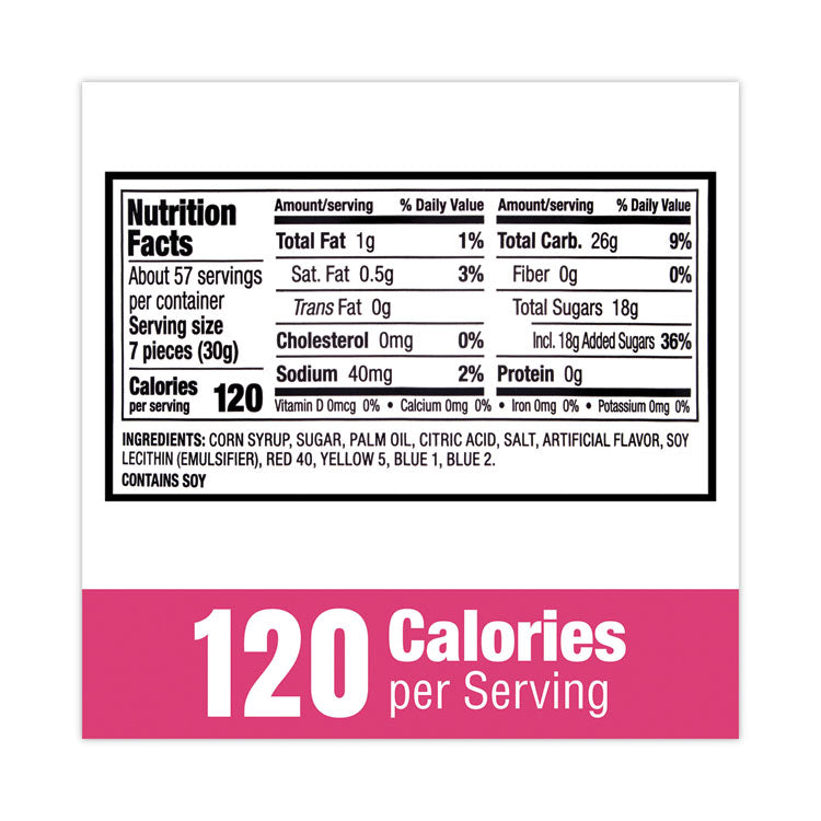 Mixed Fruit Chews, Assorted Flavors, 60 oz Tub, 365 Pieces