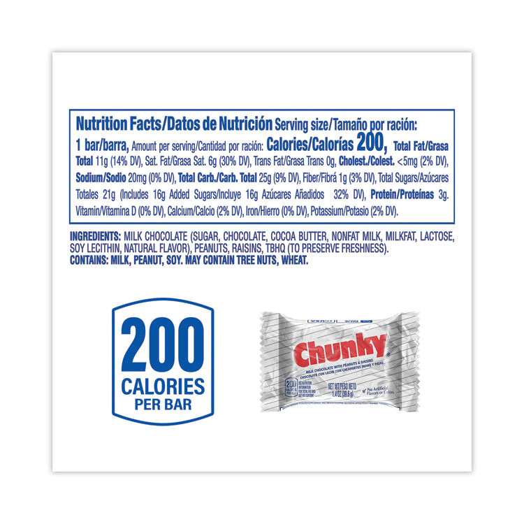 Chunky Bar, Individually Wrapped, 1.4 oz, 24/Carton
