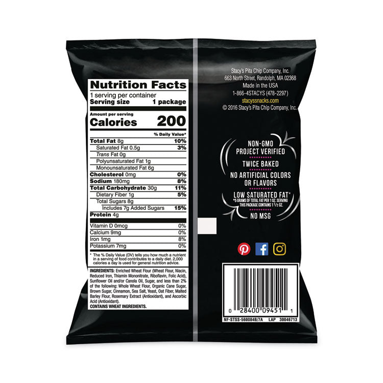 Pita Chips, 1.5 oz Bag, Cinnamon Sugar, 24/Carton