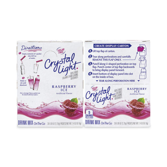 On-The-Go Sugar-Free Drink Mix, Raspberry Ice, 0.08 oz Single-Serving Tube, Yields 20 oz/Single-Serving, 30/PK, 2 PK/Carton