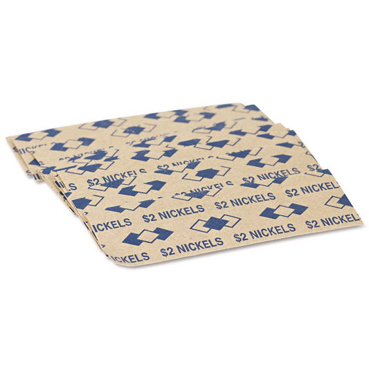 Tubular Coin Wrappers, Nickels, Blue/Kraft, 1,000/Pack
