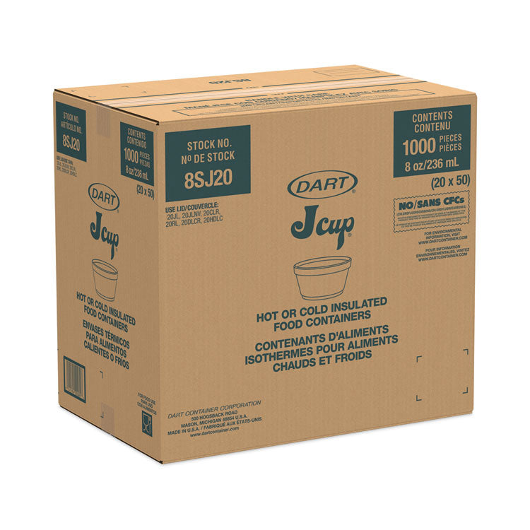 Foam Container, Extra Squat, 8 oz, White, 1,000/Carton