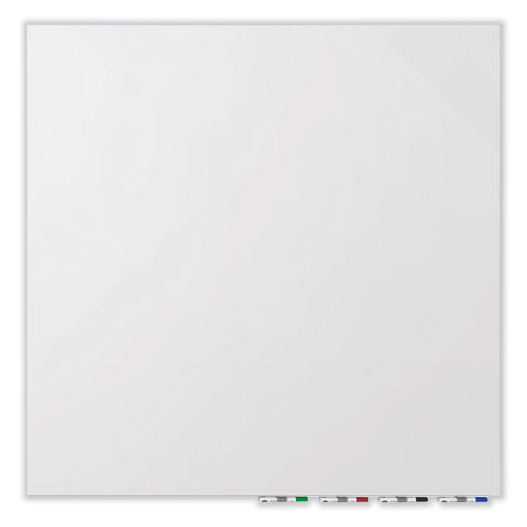 Aria Low-Profile Frameless Magnetic Glassboard, 60" x 36", White Surface