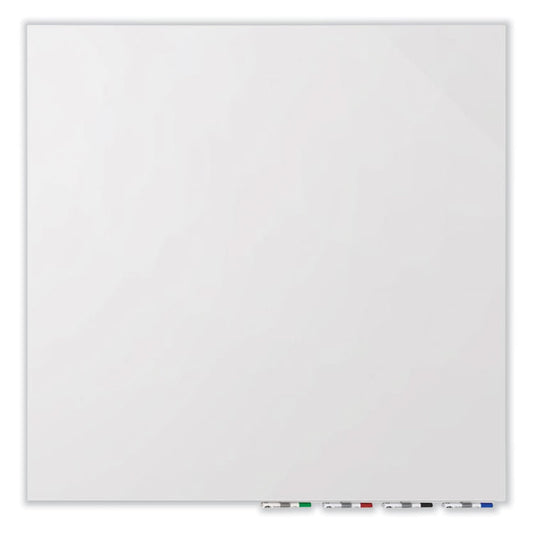 Aria Low-Profile Frameless Magnetic Glassboard, 60" x 36", White Surface