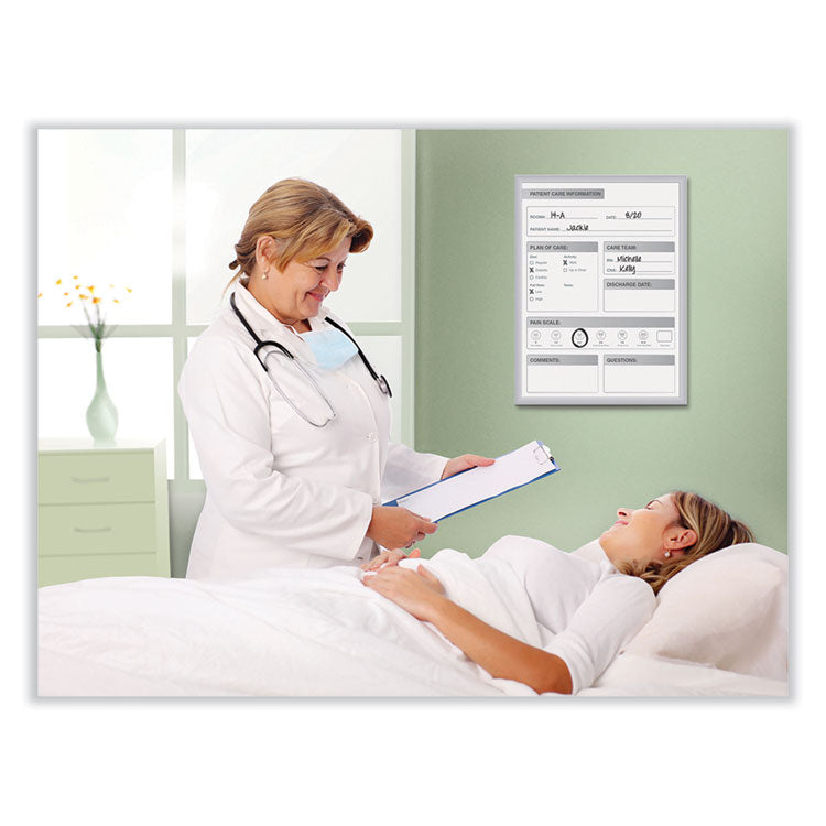 Patient Room Magnetic Whiteboard, Hospital Patient Chart, 24" x 36", White/Gray Surface, Satin Aluminum Frame
