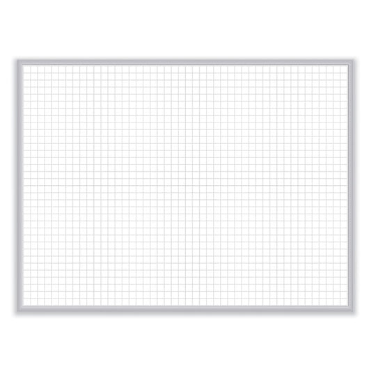 1 x 1 Grid Magnetic Whiteboard, 48.5" x 36.5", White/Gray Surface, Satin Aluminum Frame