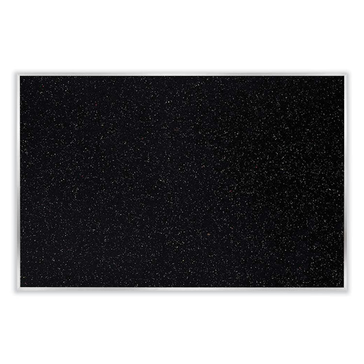 Aluminum-Frame Recycled Rubber Bulletin Boards, 96.5" x 48.5", Confetti Surface, Satin Aluminum Frame