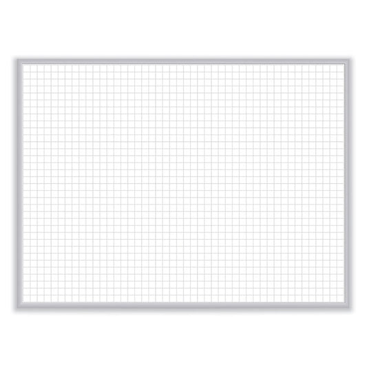 1 x 1 Grid Magnetic Whiteboard, 36" x 24", White/Gray Surface, Satin Aluminum Frame