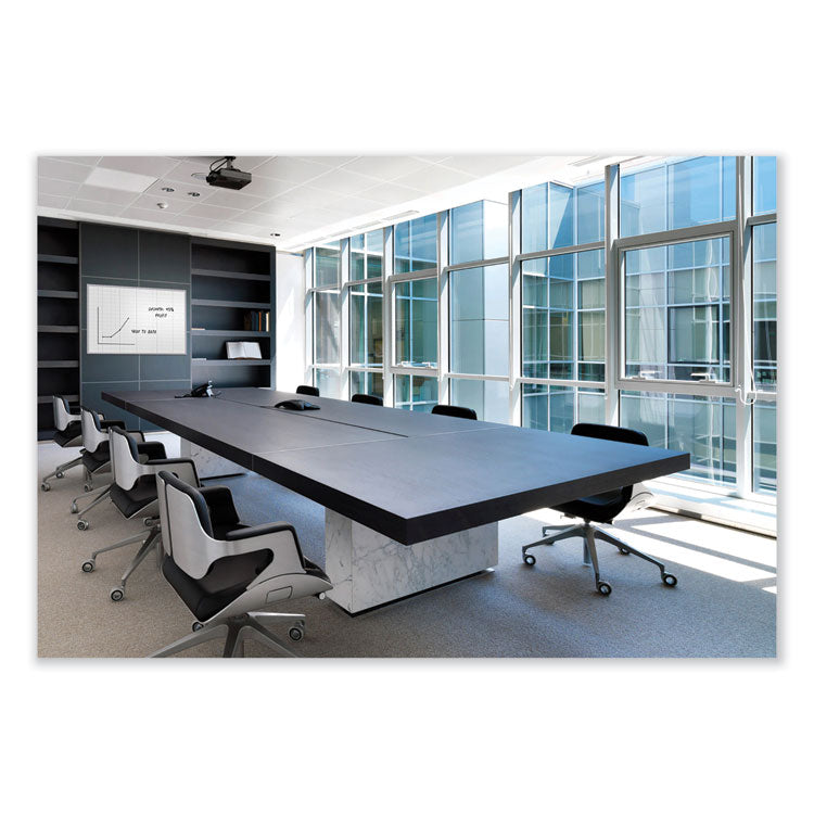 1 x 1 Grid Magnetic Whiteboard, 72.5" x 48.5", White/Gray Surface, Satin Aluminum Frame