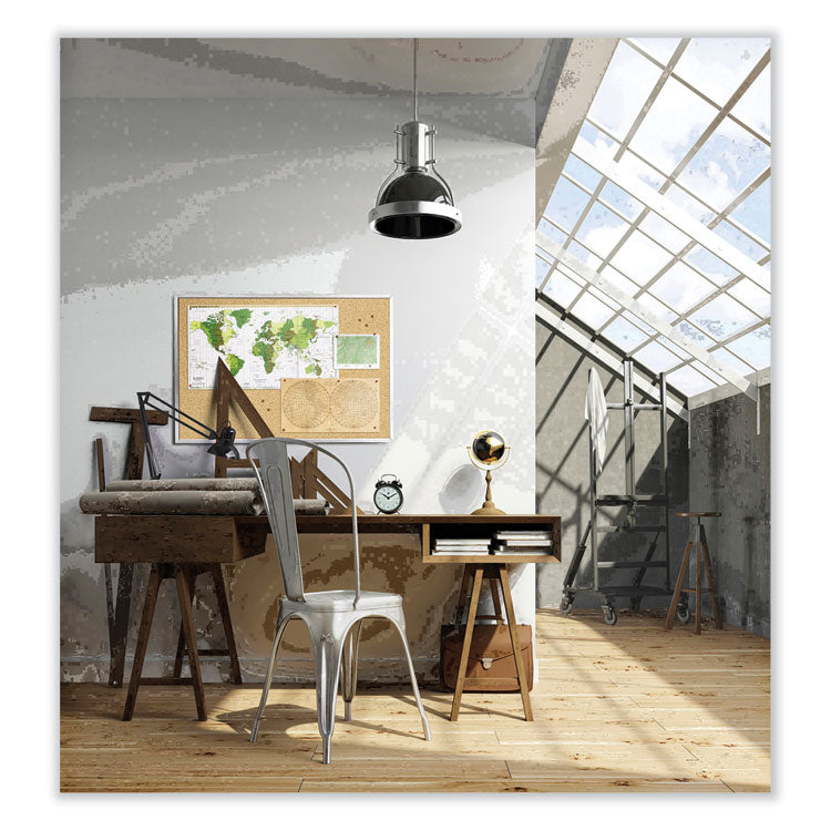 Aluminum-Frame Natural Corkboard, 72.5" x 48.5", Tan Surface, Satin Aluminum Frame