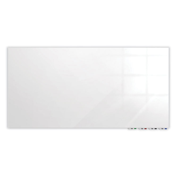 Aria Low-Profile Frameless Magnetic Glassboard, 72" x 48", White Surface
