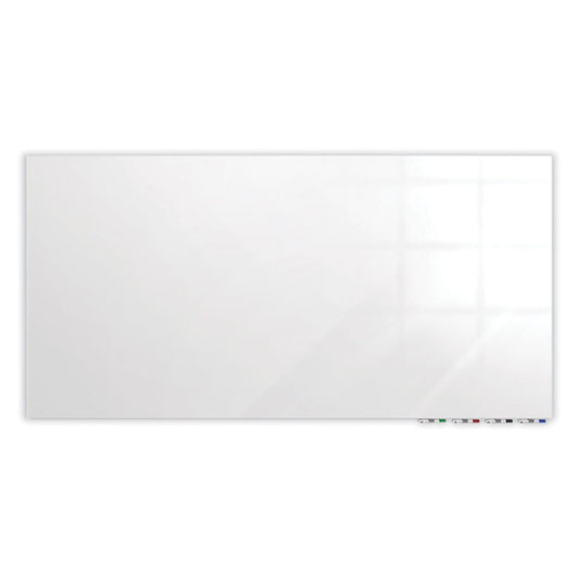 Aria Low-Profile Frameless Magnetic Glassboard, 72" x 48", White Surface