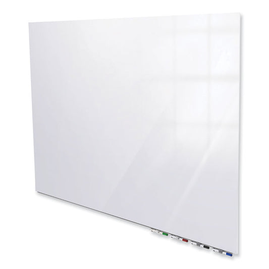 Aria Low-Profile Frameless Magnetic Glassboard, 48" x 36", White Surface