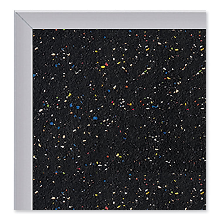 Aluminum-Frame Recycled Rubber Bulletin Boards, 144.5" x 48.5", Confetti Surface, Satin Aluminum Frame