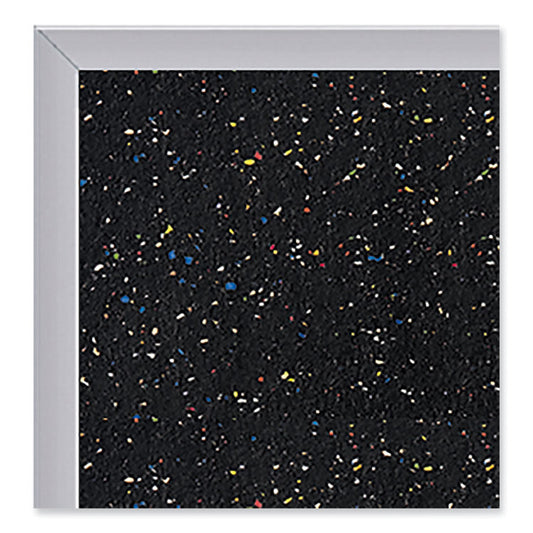 Aluminum-Frame Recycled Rubber Bulletin Boards, 144.5" x 48.5", Confetti Surface, Satin Aluminum Frame