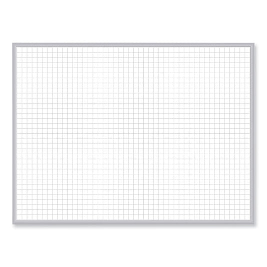 1 x 1 Grid Magnetic Whiteboard, 96.5" x 48.5", White/Gray Surface, Satin Aluminum Frame