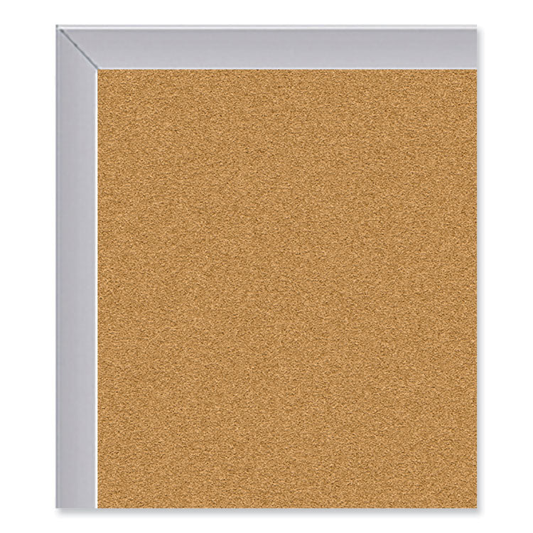 Aluminum-Frame Natural Corkboard, 96.5" x 48.5", Tan Surface, Satin Aluminum Frame