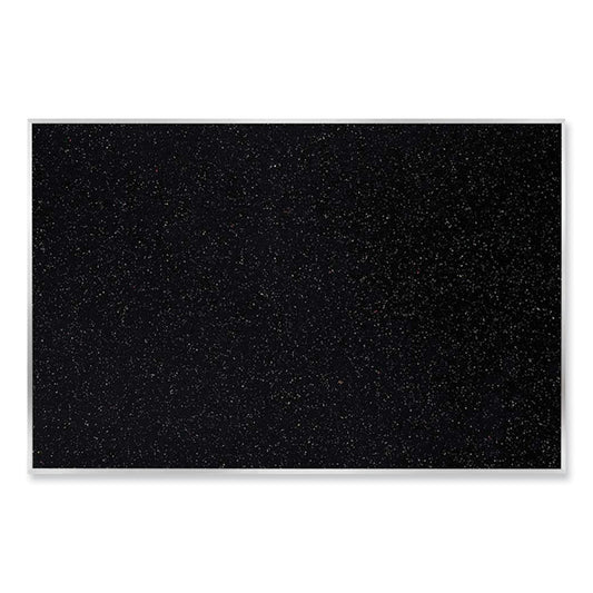 Aluminum-Frame Recycled Rubber Bulletin Boards, 144.5" x 48.5", Confetti Surface, Satin Aluminum Frame