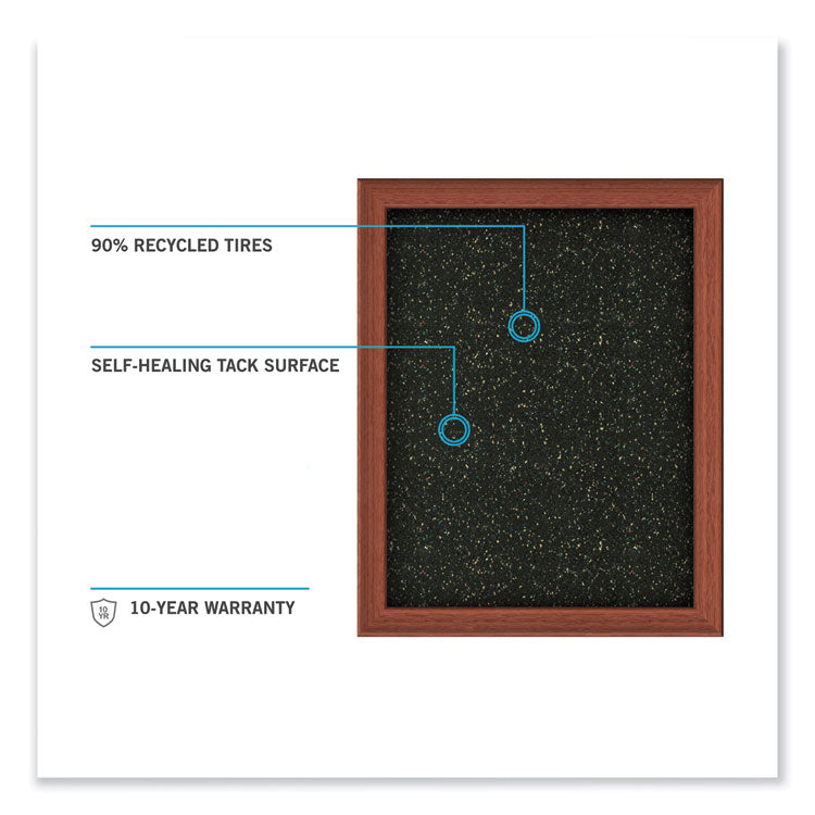 Aluminum-Frame Recycled Rubber Bulletin Boards, 36" x 24", Confetti Surface, Satin Aluminum Frame