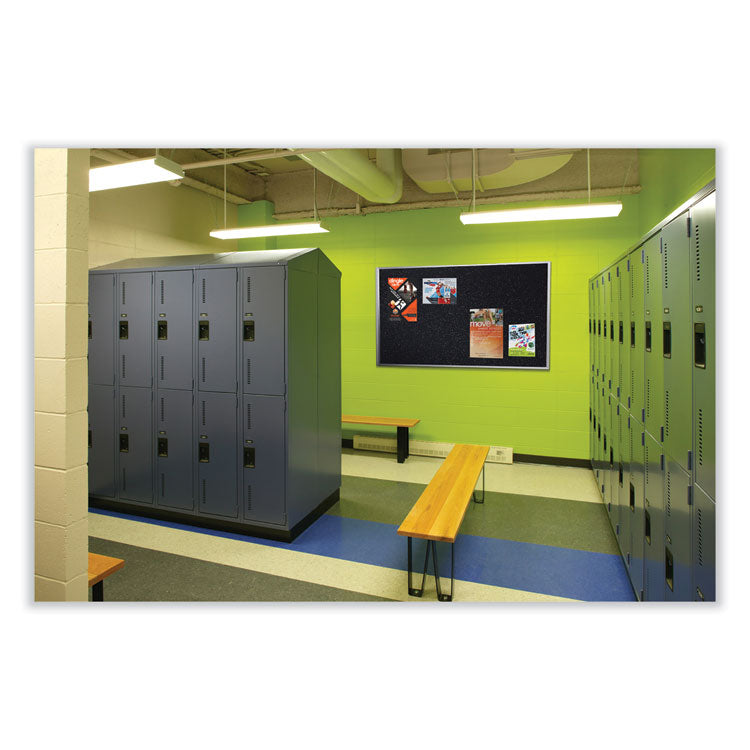 Aluminum-Frame Recycled Rubber Bulletin Boards, 60.5" x 36.5", Confetti Surface, Satin Aluminum Frame