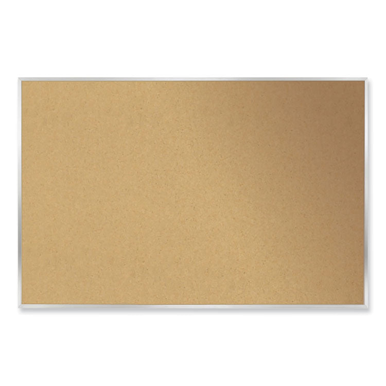 Aluminum-Frame Natural Corkboard, 72.5" x 48.5", Tan Surface, Satin Aluminum Frame