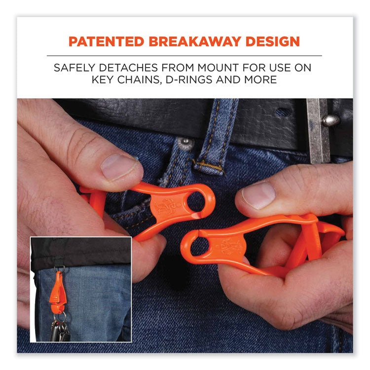 Squids 3400 Dual Clip Glove Clip Holder, 1 x 1 x 6.5, Acetal Copolymer, Red