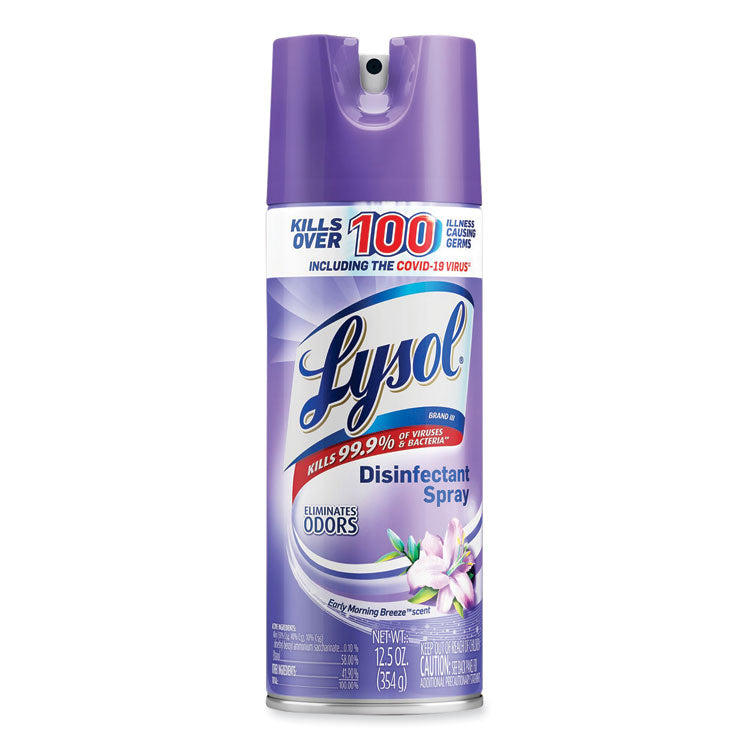 Disinfectant Spray, Early Morning Breeze Scent, 12.5 oz Aerosol Spray, 12/Carton