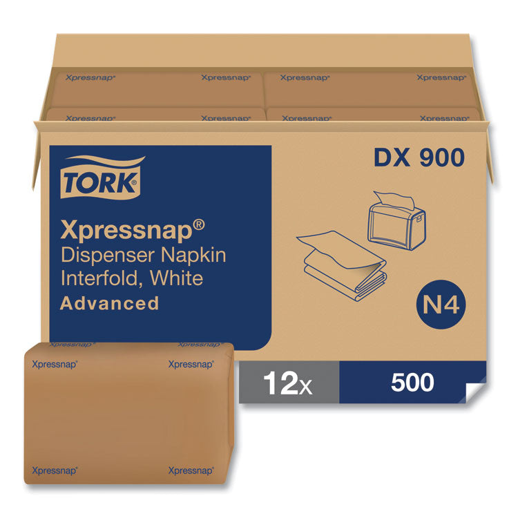 Xpressnap Interfold Dispenser Napkins, 1-Ply, Bag-Pack, 13 x 8.5, White, 6,000/Carton