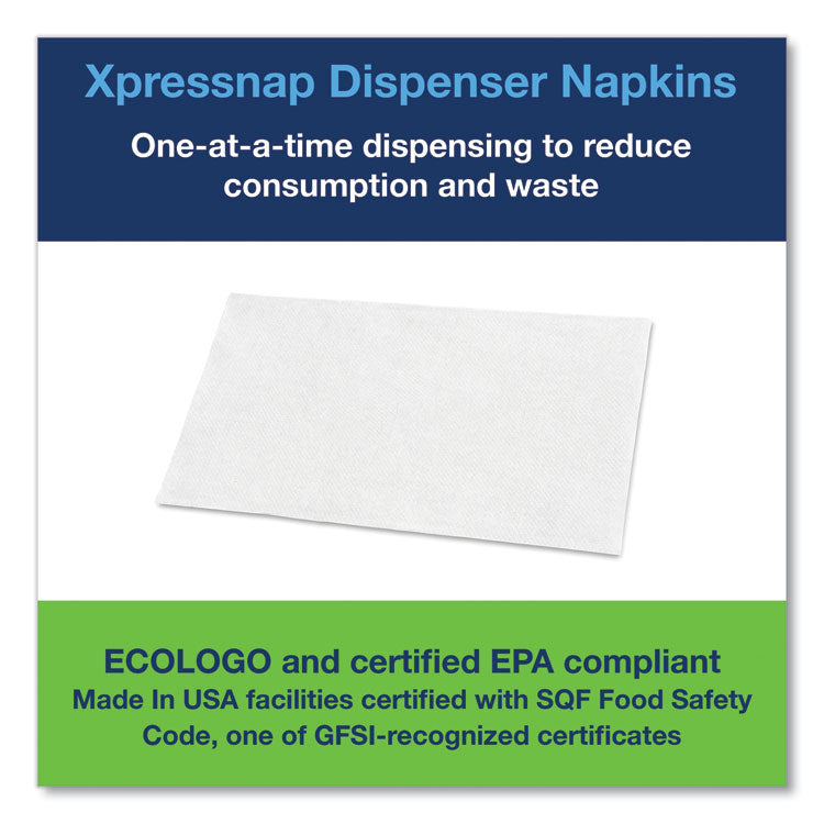 Xpressnap Interfold Dispenser Napkins, 1-Ply, Bag-Pack, 13 x 8.5, White, 6,000/Carton