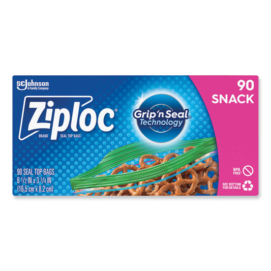 Seal Top Snack Bags, Snack, 6.5" x 3.25", Clear, 90 Bags/Box, 12 Boxes/Carton