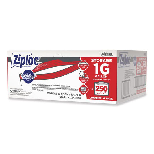 Double Zipper Storage Bags, Triple System Seal, Gallon, 1.75 mil, 10.56" x 10.75", Clear, 250/Box
