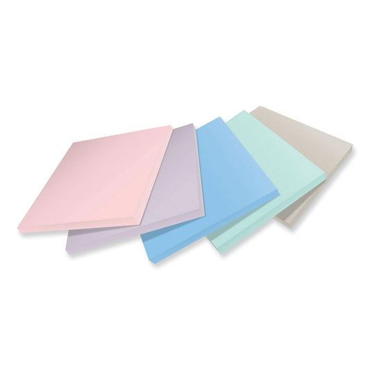 100% Recycled Paper Super Sticky Notes, 3" x 3", Wanderlust Pastels, 70 Sheets/Pad, 5 Pads/Pack