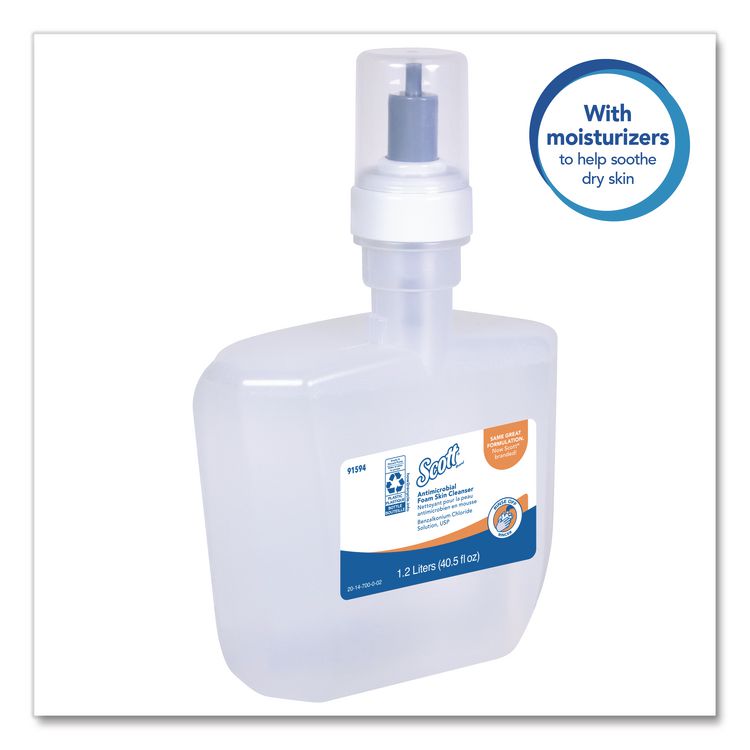 Antimicrobial Foam Skin Cleanser Refill, Fresh Scent, 1,200 mL, 2/Carton