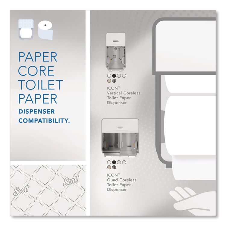 Pro Small Core High Capacity/SRB Bath Tissue, Septic Safe, 2-Ply, White, 1,100 Sheets/Roll, 36 Rolls/Carton