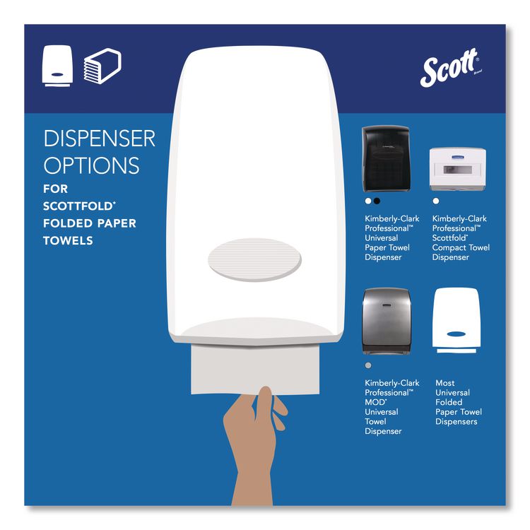 Pro Scottfold Towels, 1-Ply, 9.4 x 12.4, White, 175 Towels/Pack, 25 Packs/Carton
