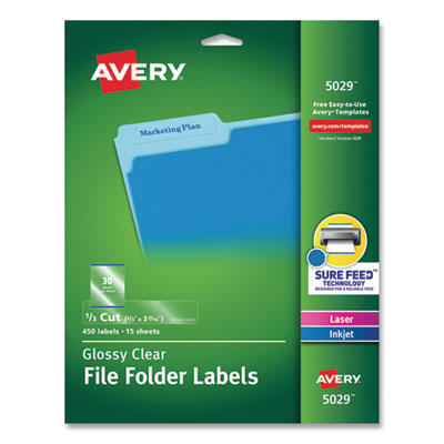 AVE5029 LABEL,LASER F/FLDR 1/3CLR