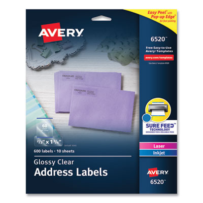 AVE6520 LABEL,2/3X1.75,ADD600,CLR