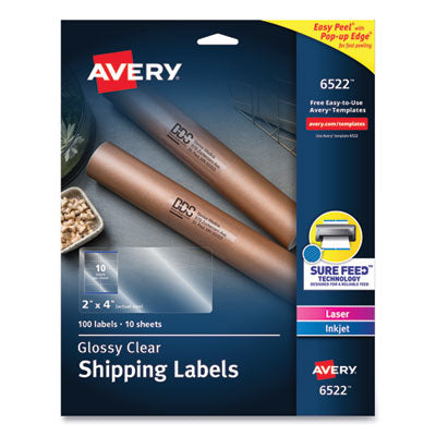AVE6522 LABEL,2X4,SHPG,100/PK,CLR