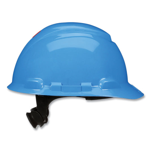 SecureFit H-700 Series Hard Hat with UVicator, Front Brim, 4-Point Pressure Diffusion Ratchet, One Size Fits Most, Blue