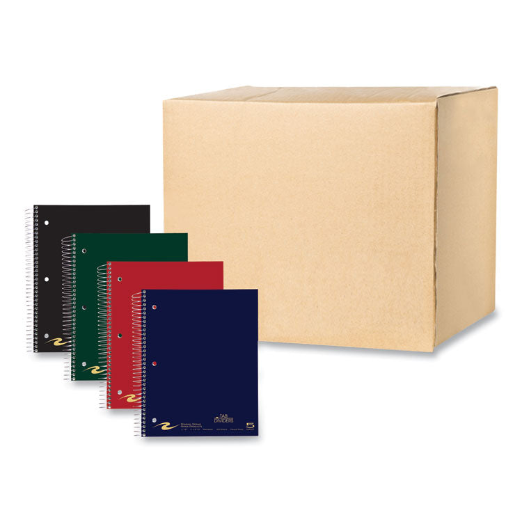 Wirebound Notebook with Tabs, 5-Subject, Medium/College Rule, Randomly Assorted Cover Colors, (200) 11 x 8.5 Sheets, 12/CT