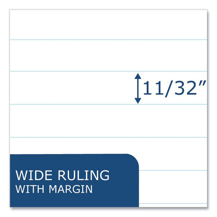 Loose Leaf Paper, 8 x 10.5, 3-Hole Punched, Wide Rule, White, 100 Sheets/Pack, 48 Packs/Carton